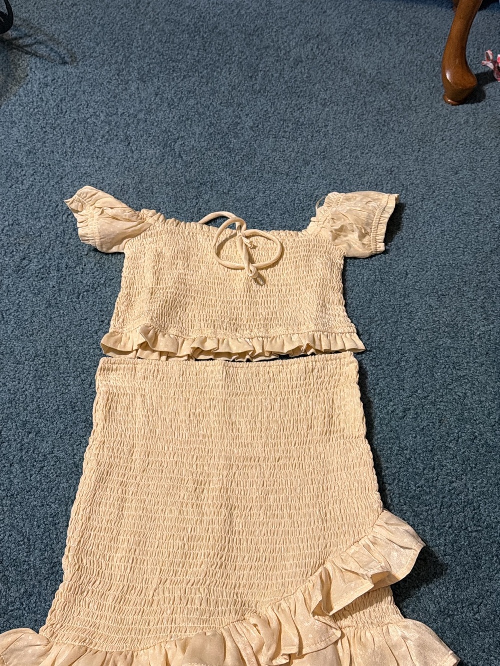 Smocked Ruffle Two-Piece Set - Cream